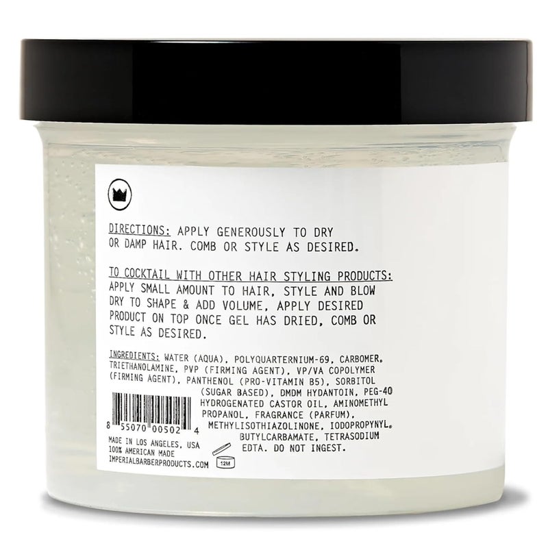Imperial Barber Grade Gel Pomade - All Day Strong Hold, No Flaking, Water Based, Reactivatable - Natural Men's Hair Styling Product 12oz - Image 2